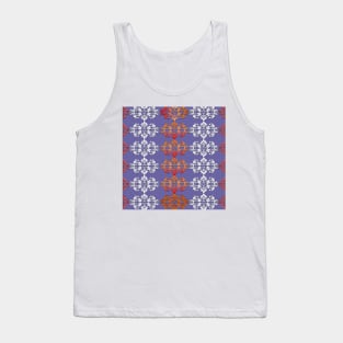 White and red intricate pattern on purple background. Tank Top